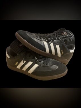 adidas Black with White Stripes Samba Style Sneakers